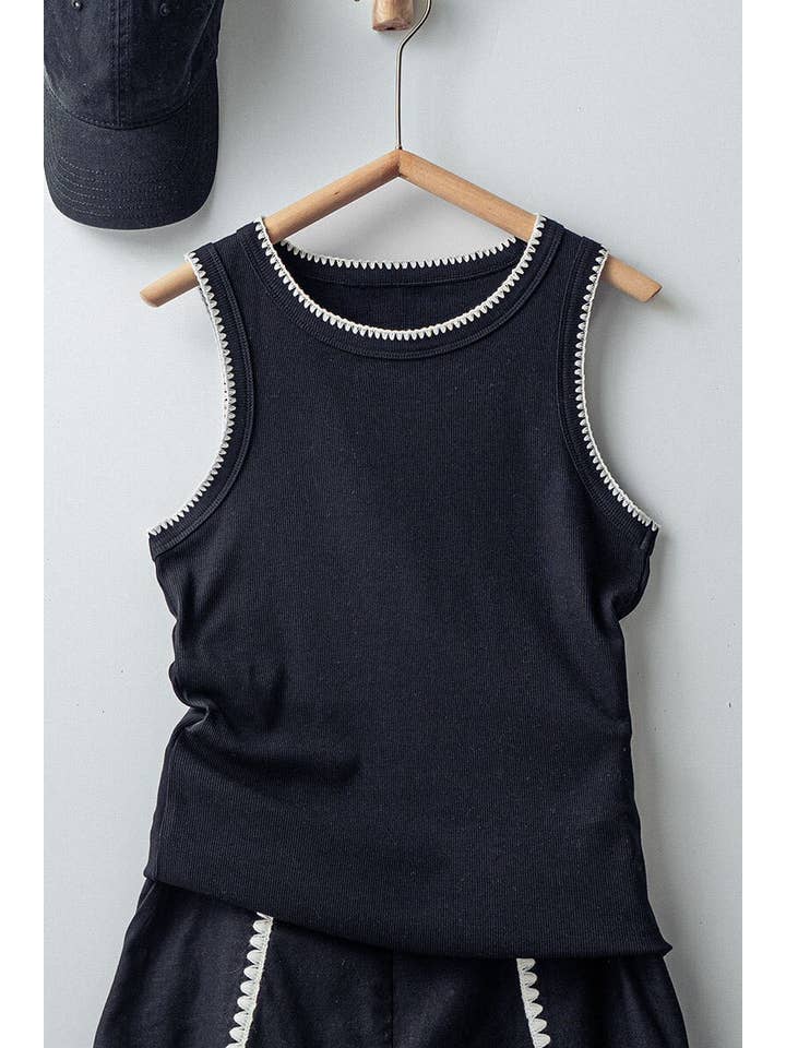 Urban Daizy - Wholesale Tank Top - Women's - Contrast Trim Ribbed Minimalist Statement Tank Top26