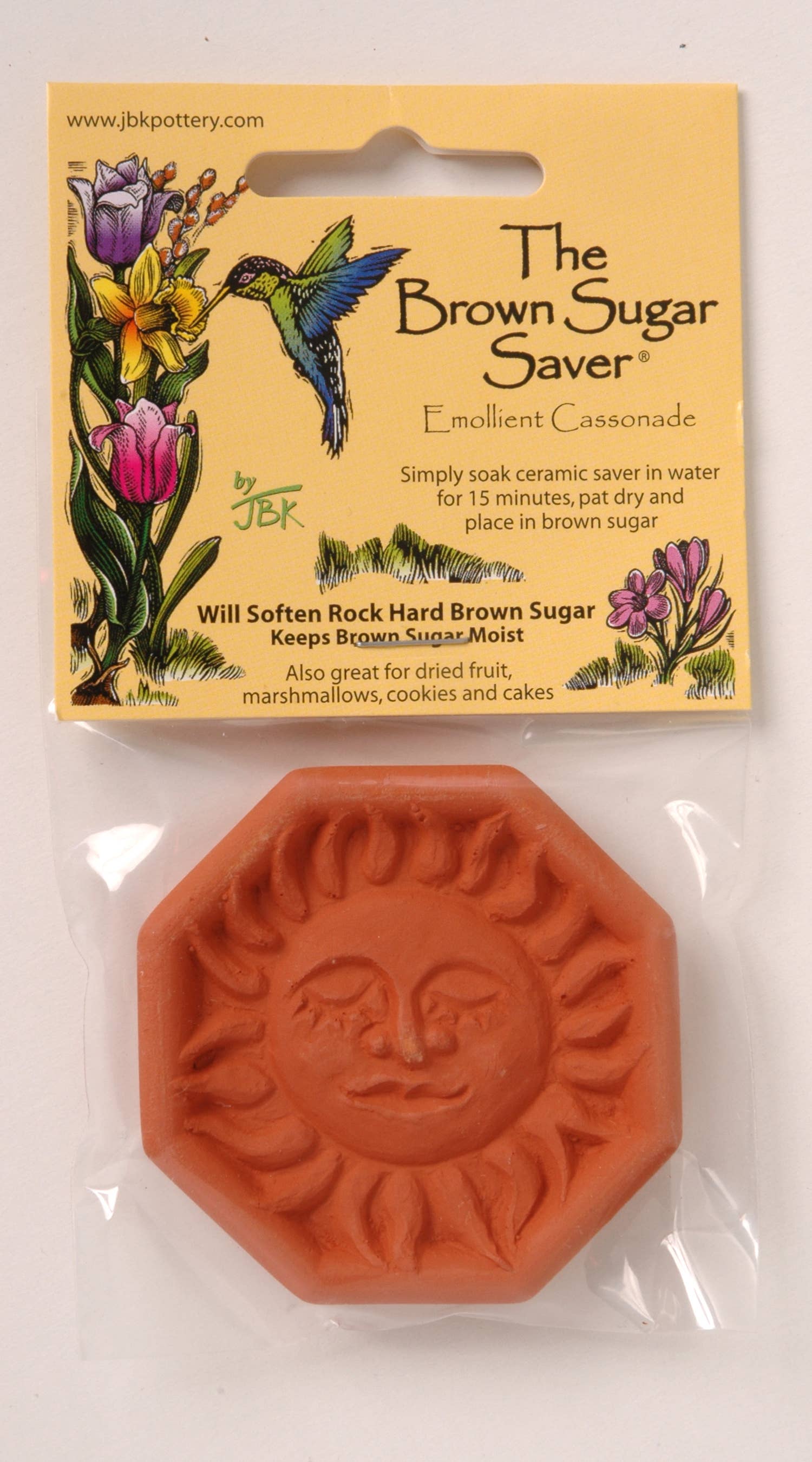 JBK Pottery - Wholesale Kitchen Tool/Gadget - Brown Sugar Saver - Sun Design1