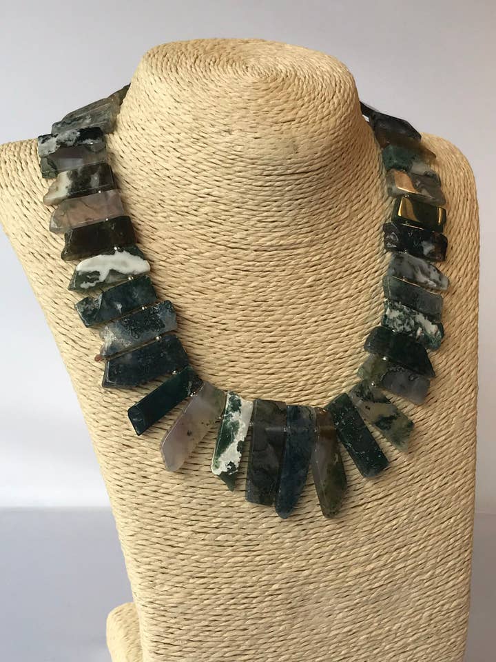 Agate Necklace-Spike Necklace-Handmade Necklace-Gift For Mom-Free Shipping-Hobo Necklace-Woman Necklace for wholesale by Diana Wingert Jewelry