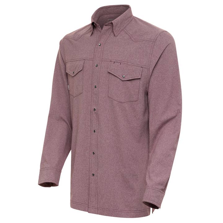 Maroon Pearl Snap Shirt | Long Sleeve for wholesale by GameGuard