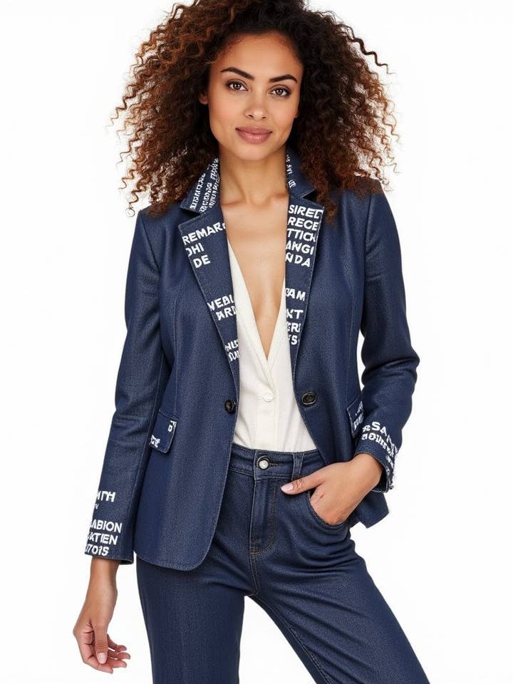 TRV-002-Blazer de la Colección de Viaje-DE VUELTA EN DENIM INTENSO para venta al por mayor de Kokomo Unlimited