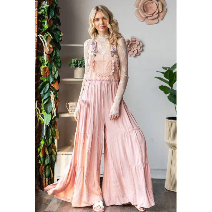 Veveret – Macacão - Mulher por atacado – Macacão fluido com alças bordadas18