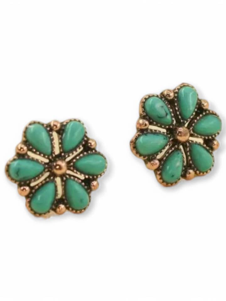 Een Mooie Bloem Westerse Bloem Koper Stud Oorbellen voor wholesale door The Bling Barn