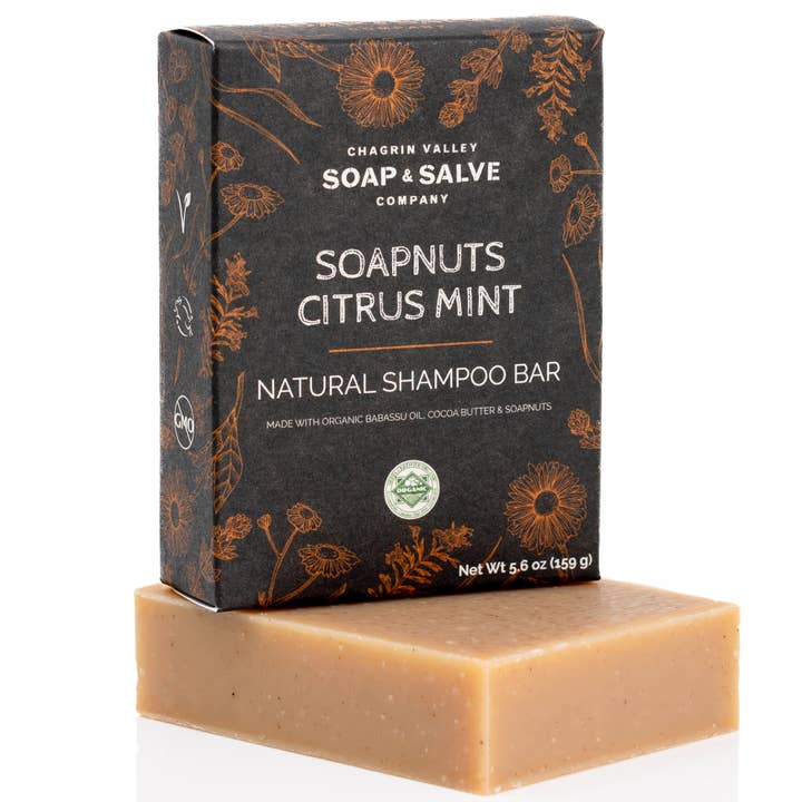 Shampoo Bar: Soapnuts Citrus Mint for wholesale by Chagrin Valley Soap