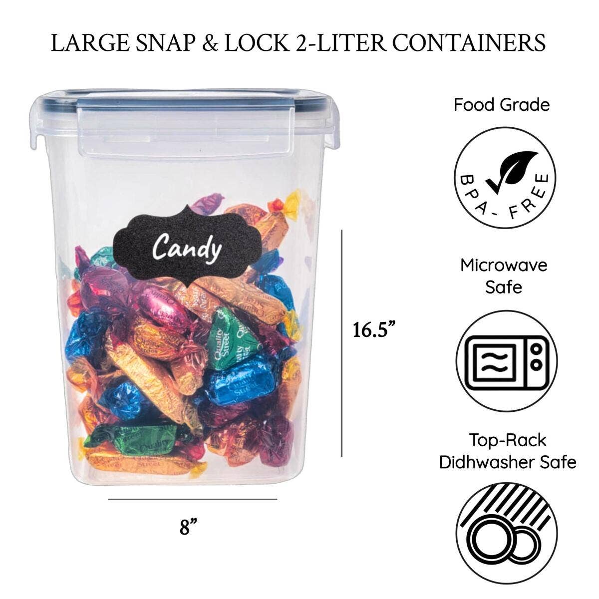 Lexi Home - Wholesale Food Storage Container - 2-Liter Plastic Food Storage Containers Set of 8 with Labels3