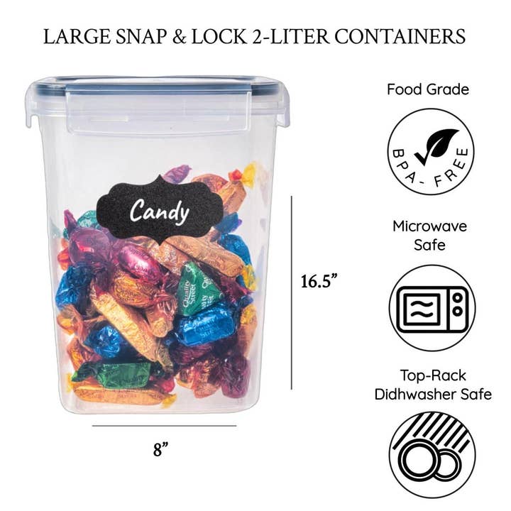 Lexi Home - Wholesale Food Storage Container - 2-Liter Plastic Food Storage Containers Set of 8 with Labels3