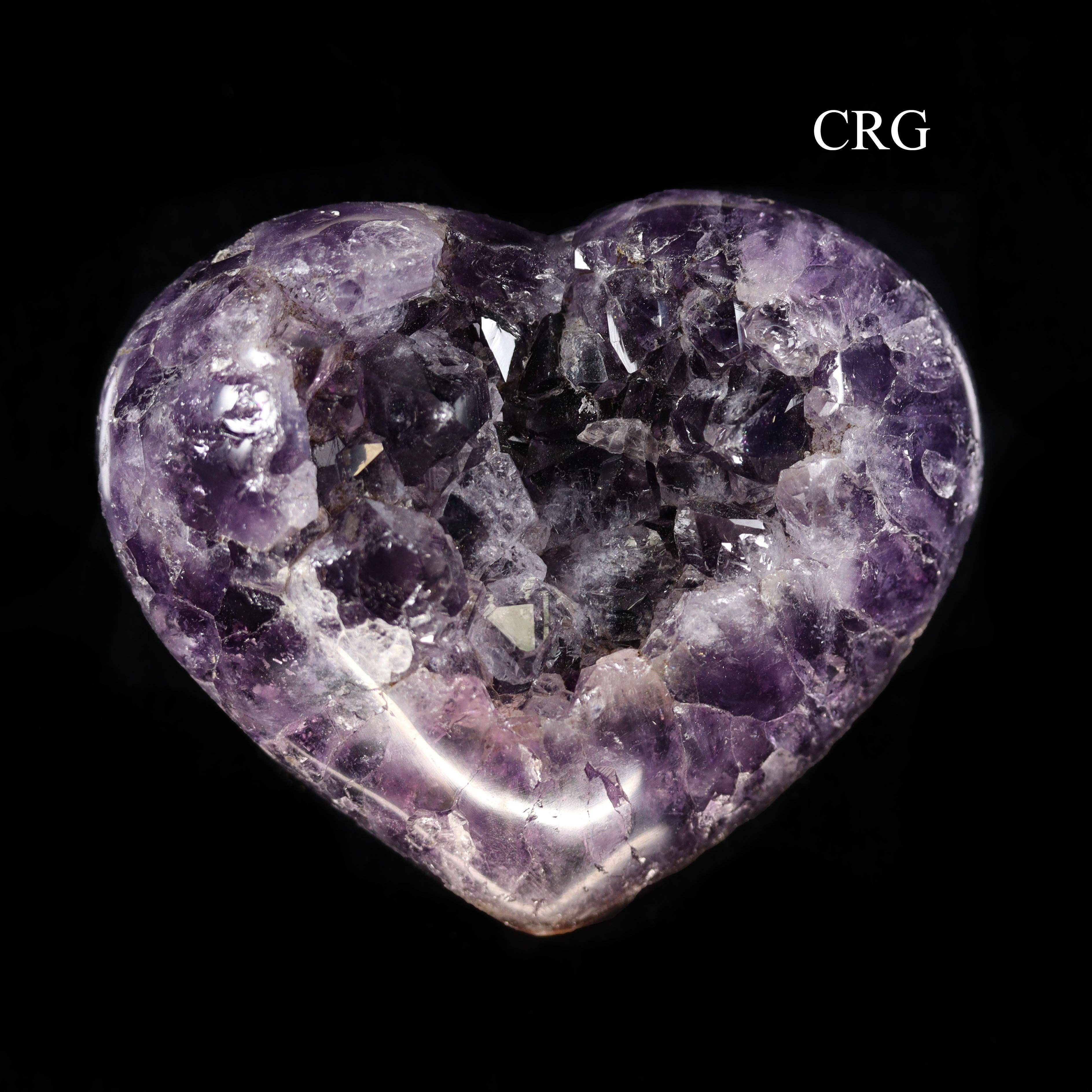 Crystal River Gems LLC – wholesale Andlig sten/kristall – 2 KILO LOT - Ametist Druzy Heart Polerade Kanter/750g-1k Avg3