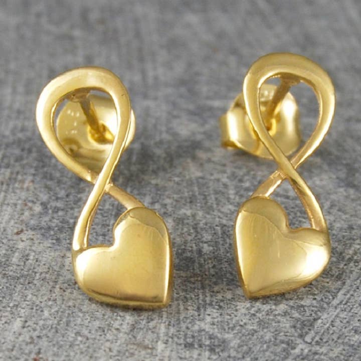 Brincos de ouro com coração inchado em prata esterlina por atacado de Otis Jaxon London