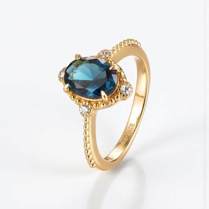 Vivian Grace Jewelry - Wholesale Cocktail/Statement Ring - Ocean Versailles Ring- 14k Gold Vermeil4