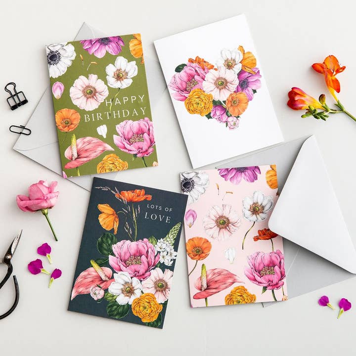 Catherine Lewis Design - Wholesale Love card - Floral Brights - Lots of Love2