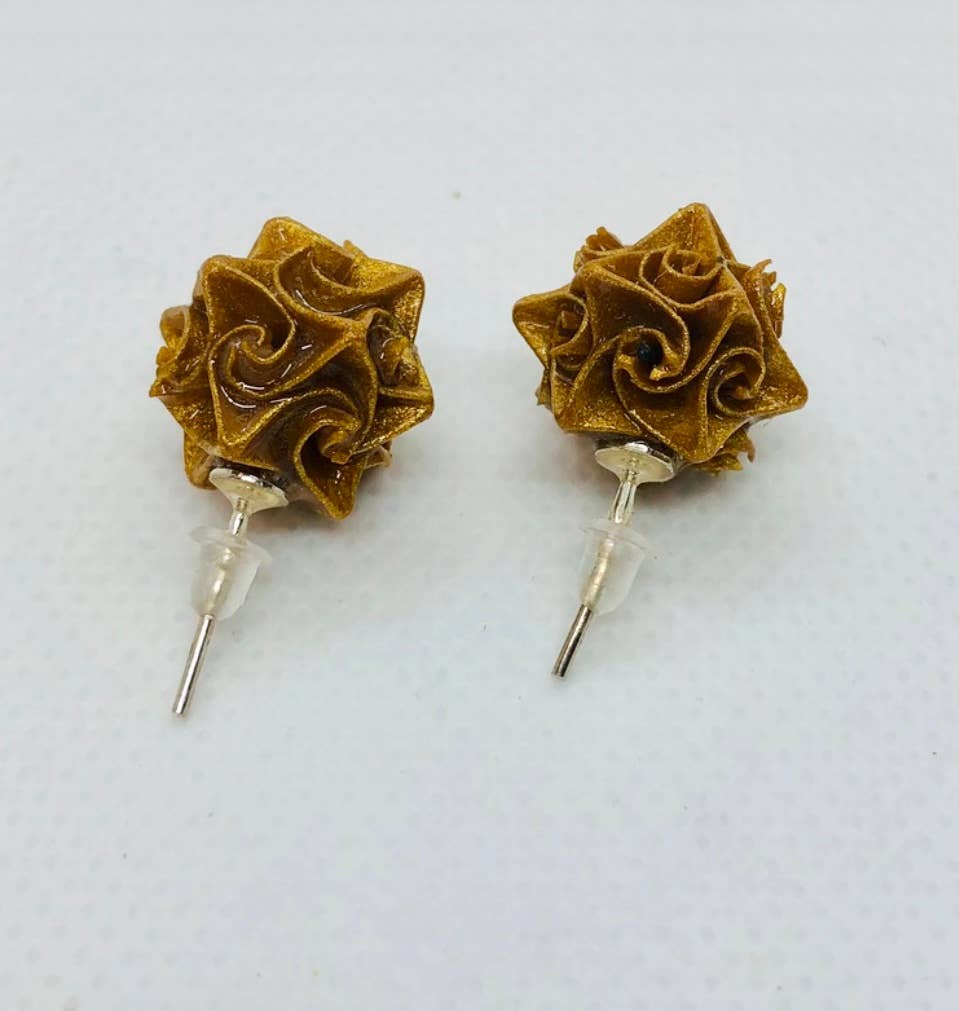 L'éco maison décoration - Wholesale Stud/Post Earrings - Origami gold ball earrings2