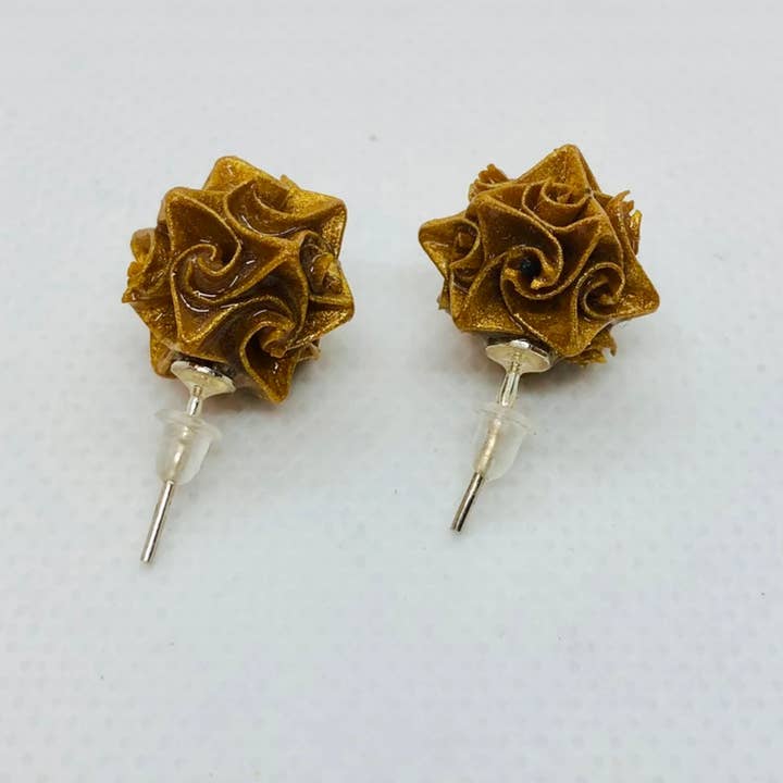 L'éco maison décoration - Wholesale Stud/Post Earrings - Origami gold ball earrings2