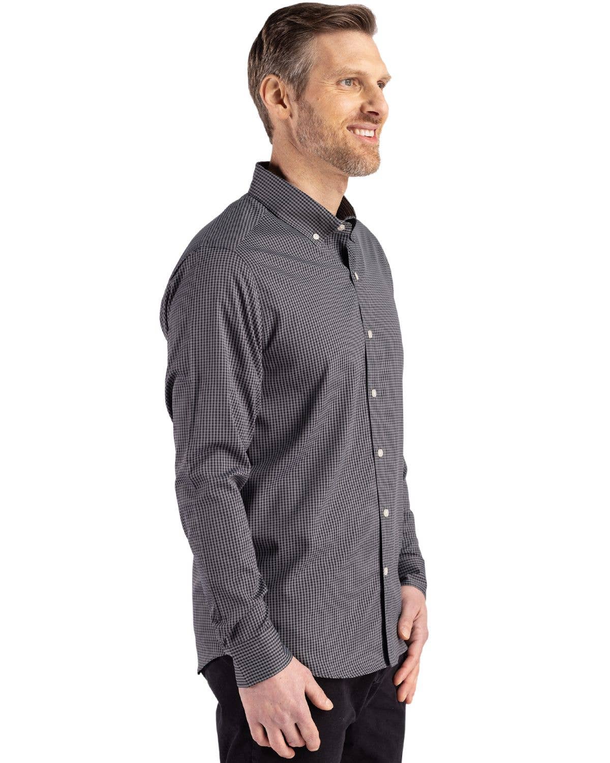 Cutter & Buck - Wholesale Button Down Shirt - Men's - Cutter & Buck Skyline Gingham Mens Big & Tall Dress Shirt10