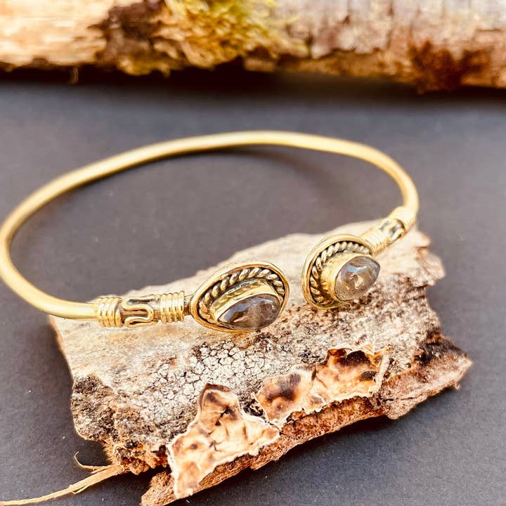 Kaali Boutique – wholesale Bangle bracelet – Labradorite Boho Bracelet / Bangle / Brass / Ethnic / Rustic / Bohemian / Hippie / Gypsy / Psy / Chic / Jewellery / Body / Adjustable5