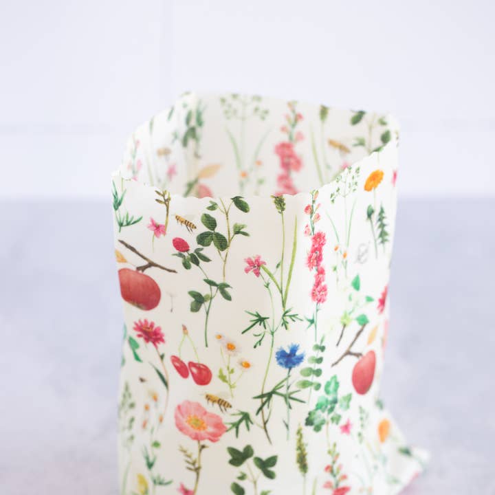 little bee fresh - Vente Sachet de conservation/film alimentaire - Sac moyen en cire d'abeille — motif verger1