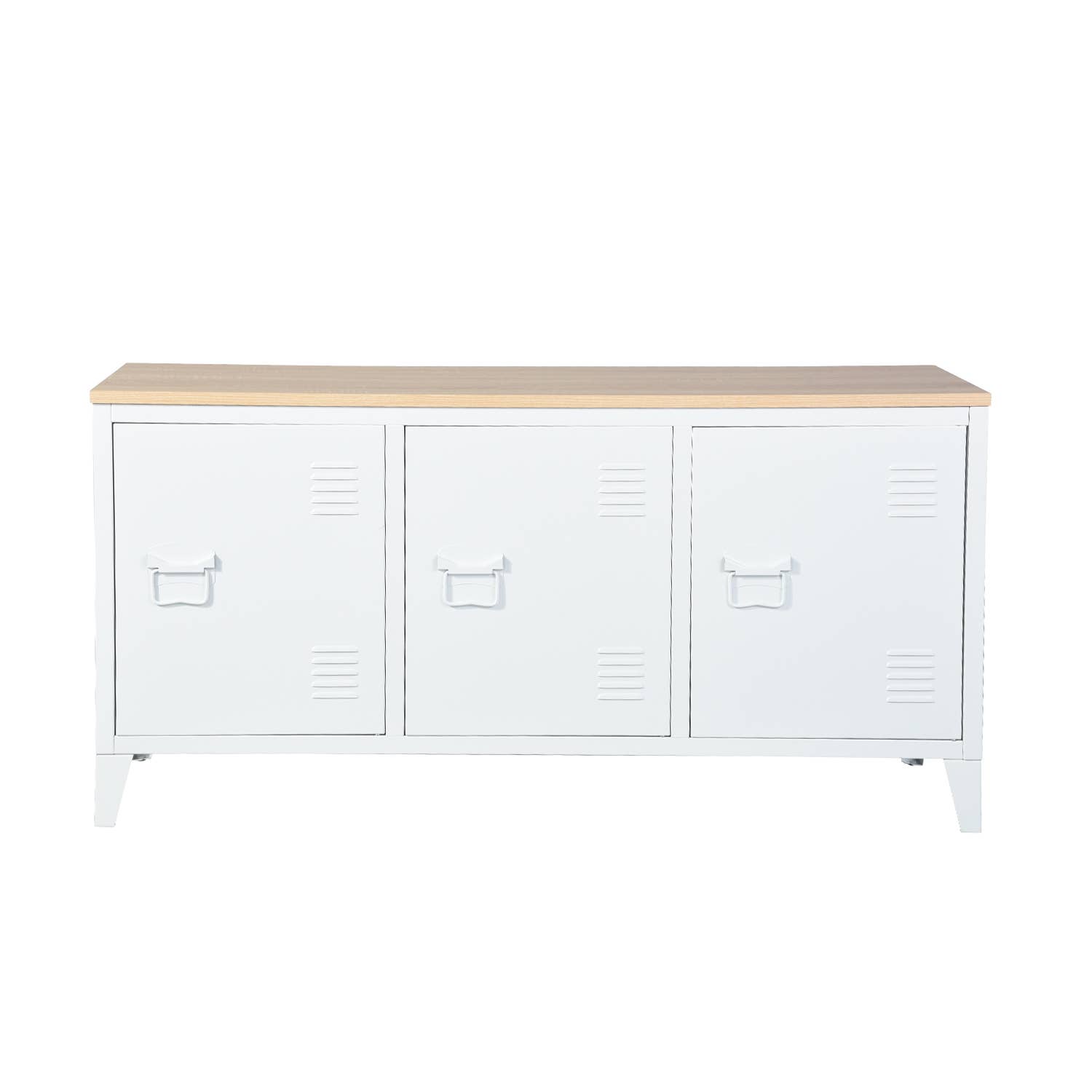 39F Inc. - Vente Armoire - Armoire de rangement industrielle en métal avec plateau en bois blanc/noir6