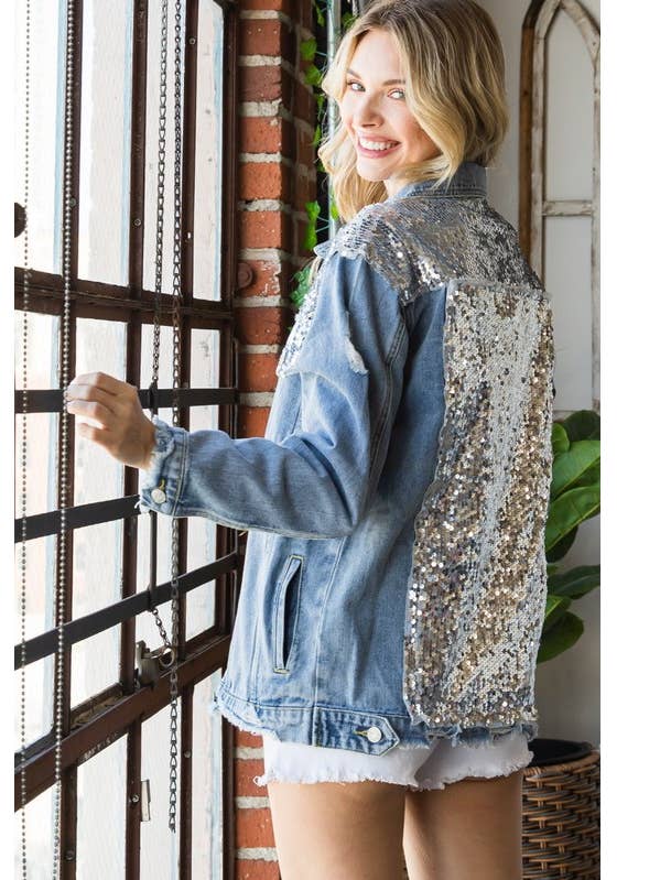 Sequin Denim Jacket for wholesale by MintChoco