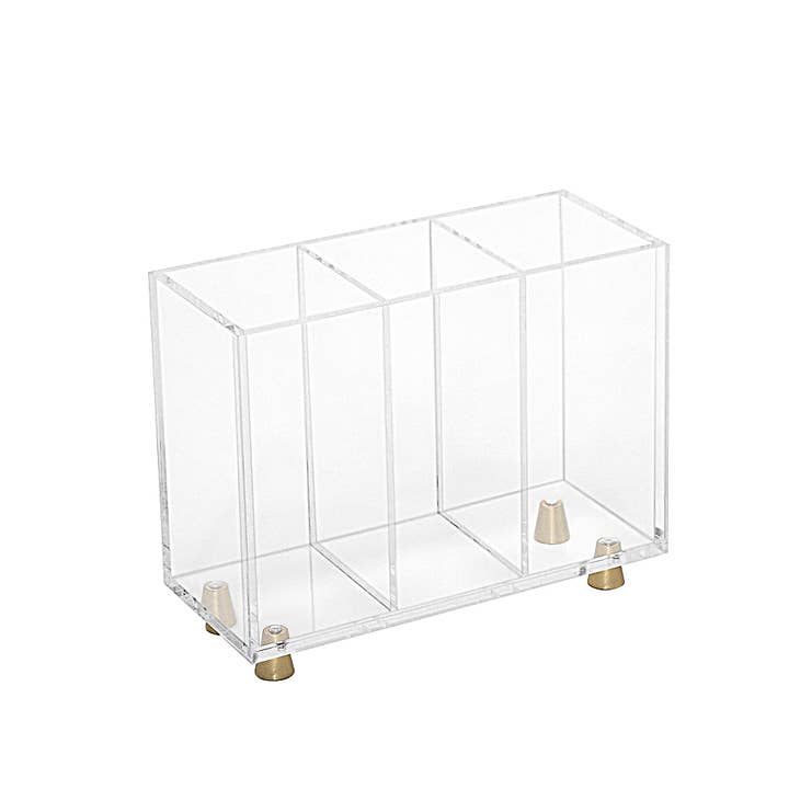 Krifts Products - Wholesale Flatware Caddy - 3 Section Acrylic Slim Flatware Caddy on Legs