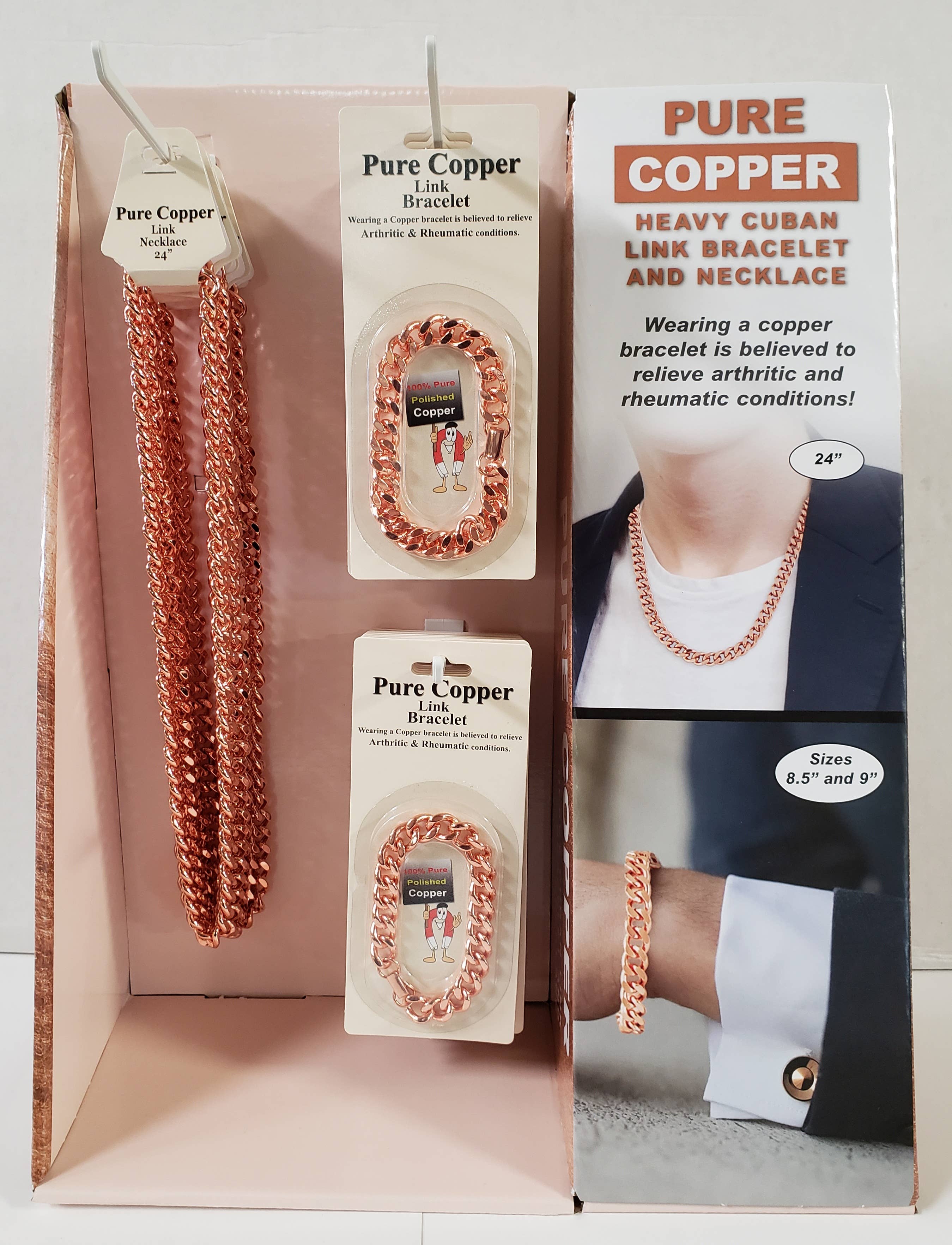 Shelley Enterprises Inc. - Wholesale Link & Chain Bracelet - 6151-D Pure Copper Heavy Cuban Link Bracelet 8.5"1