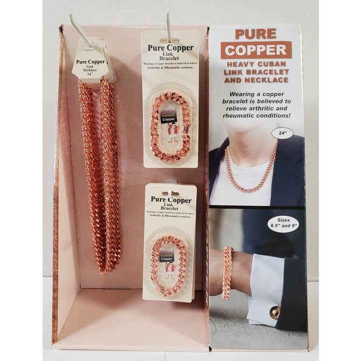 Shelley Enterprises Inc. - Wholesale Link & Chain Bracelet - 6151-D Pure Copper Heavy Cuban Link Bracelet 8.5"1