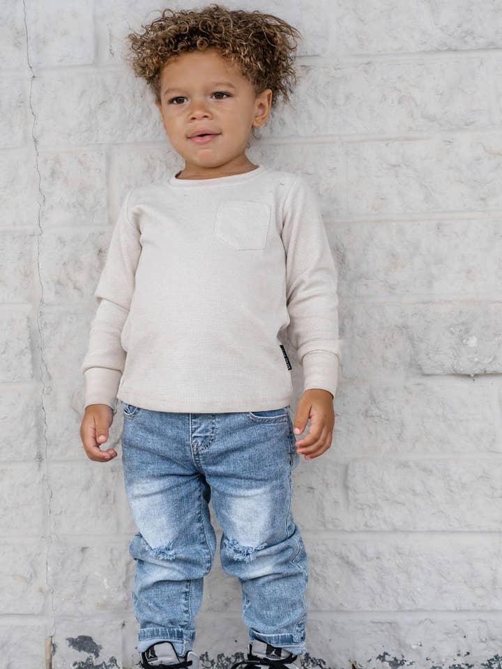 Little Bipsy - Vente Jean – enfant - Denim vieilli à coupe décontractée8