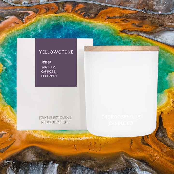Vela de 10 oz del Parque Nacional Yellowstone para venta al por mayor de The Roosevelts Candle Co