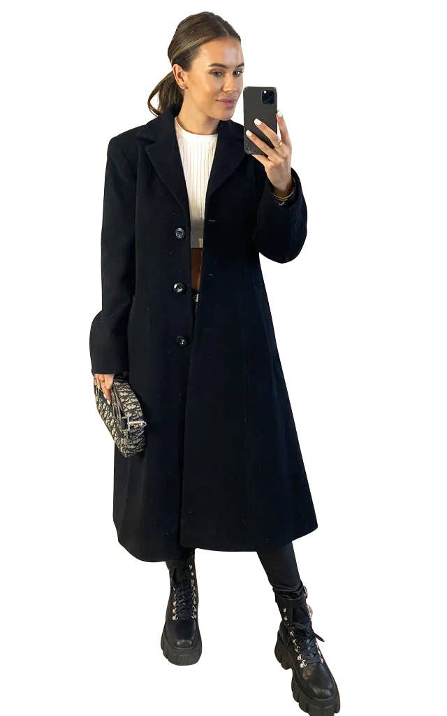 Grå Anastasia Fashions Dame Uld Cashmere Lang Vinterfrakke for engroshandel på Faire