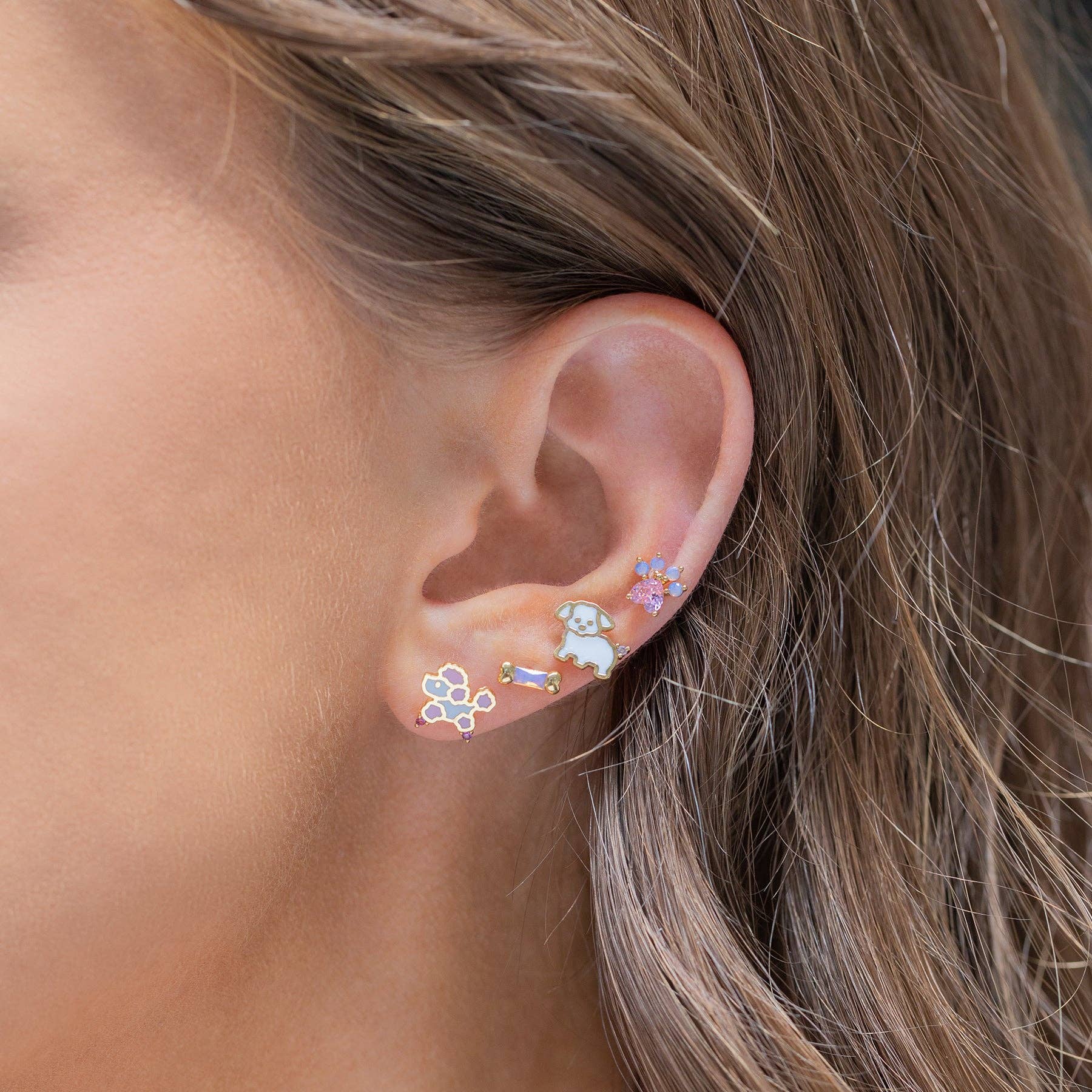 Girls Crew – wholesale Solitärörhängen – Tass-tastic Pup Studs2