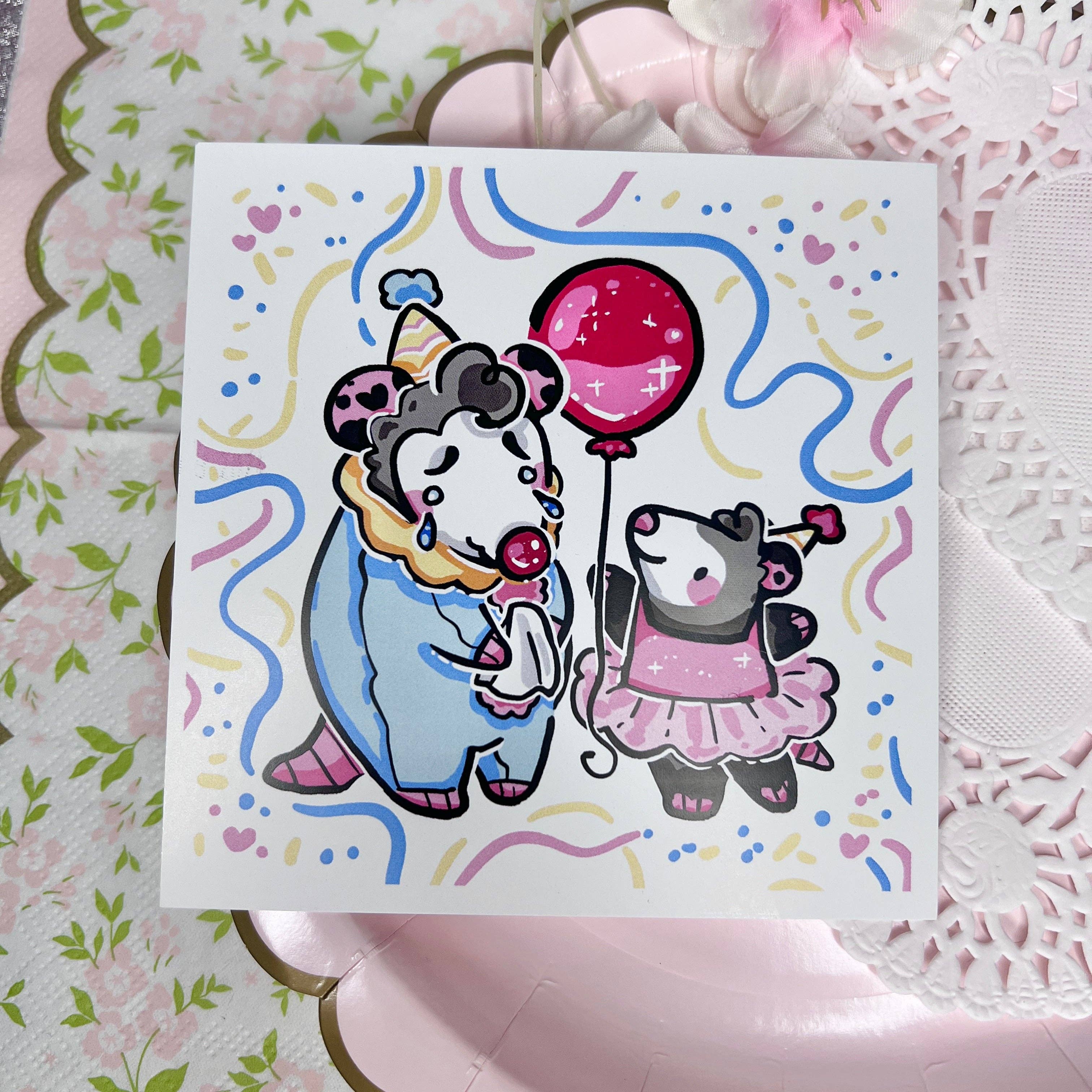 Woolblossom - Wholesale Art Print - Opossum Birthday Cheer Up ~ Print0