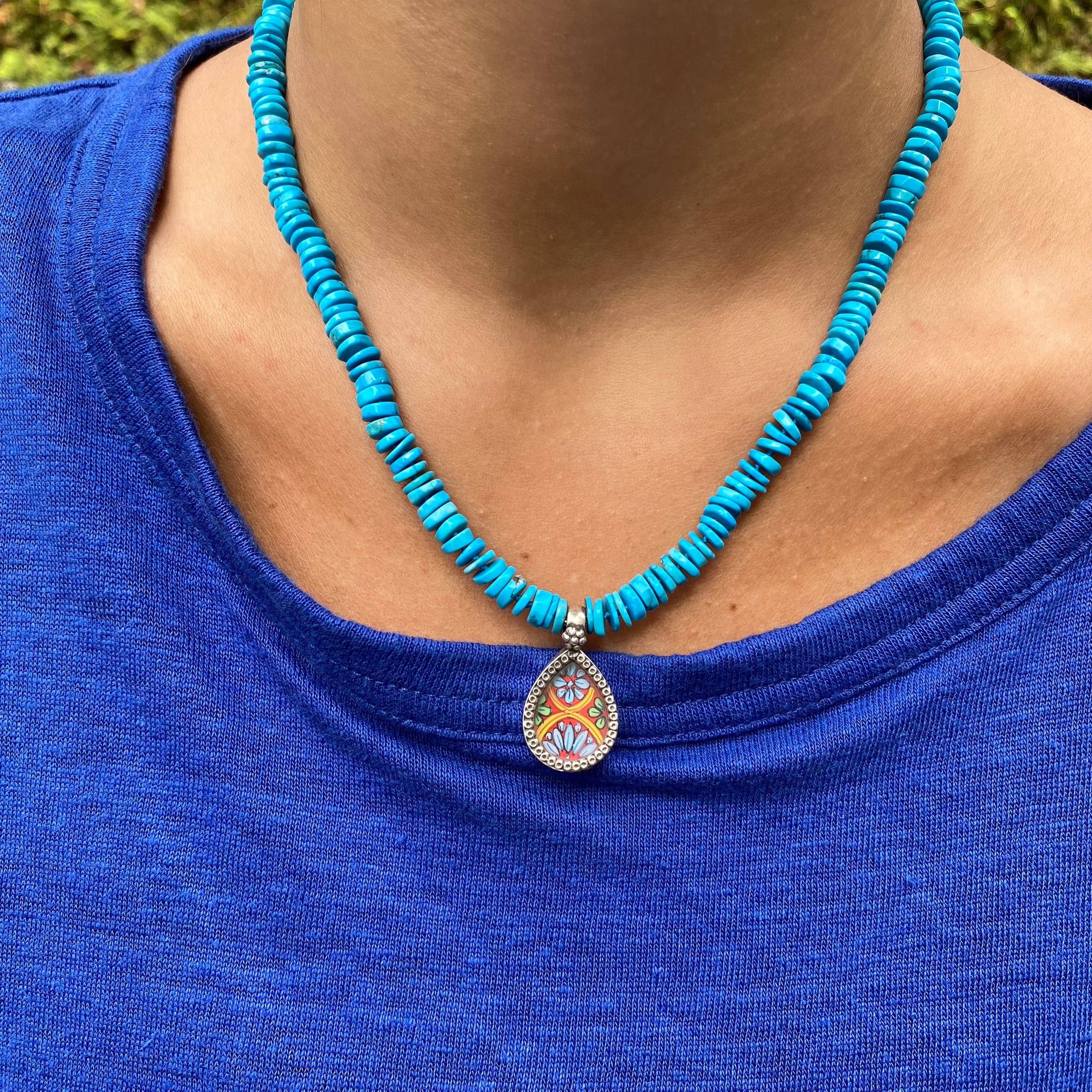 Jen Stock Mindful Designs - Wholesale Pendant/Charm Necklace - Block Print Beaded Necklaces9