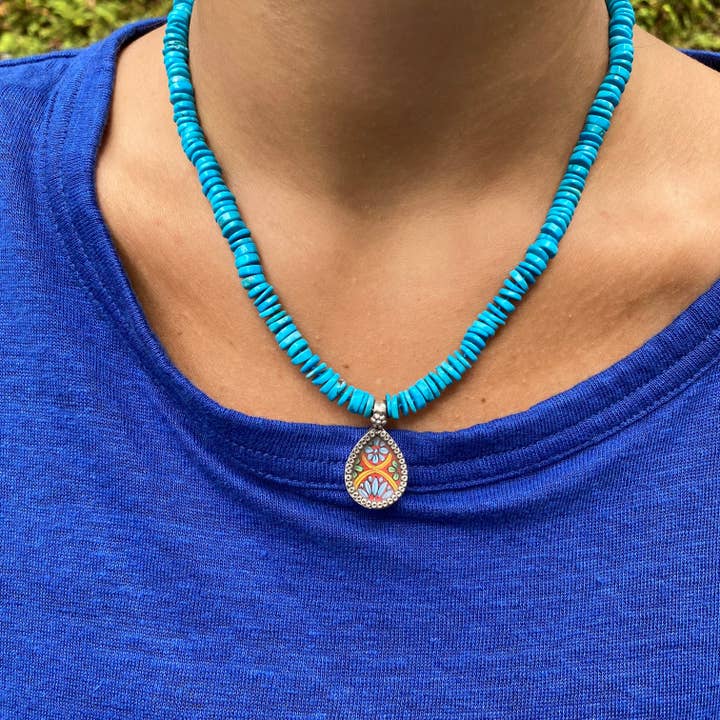 Jen Stock Mindful Designs - Wholesale Pendant/Charm Necklace - Block Print Beaded Necklaces9