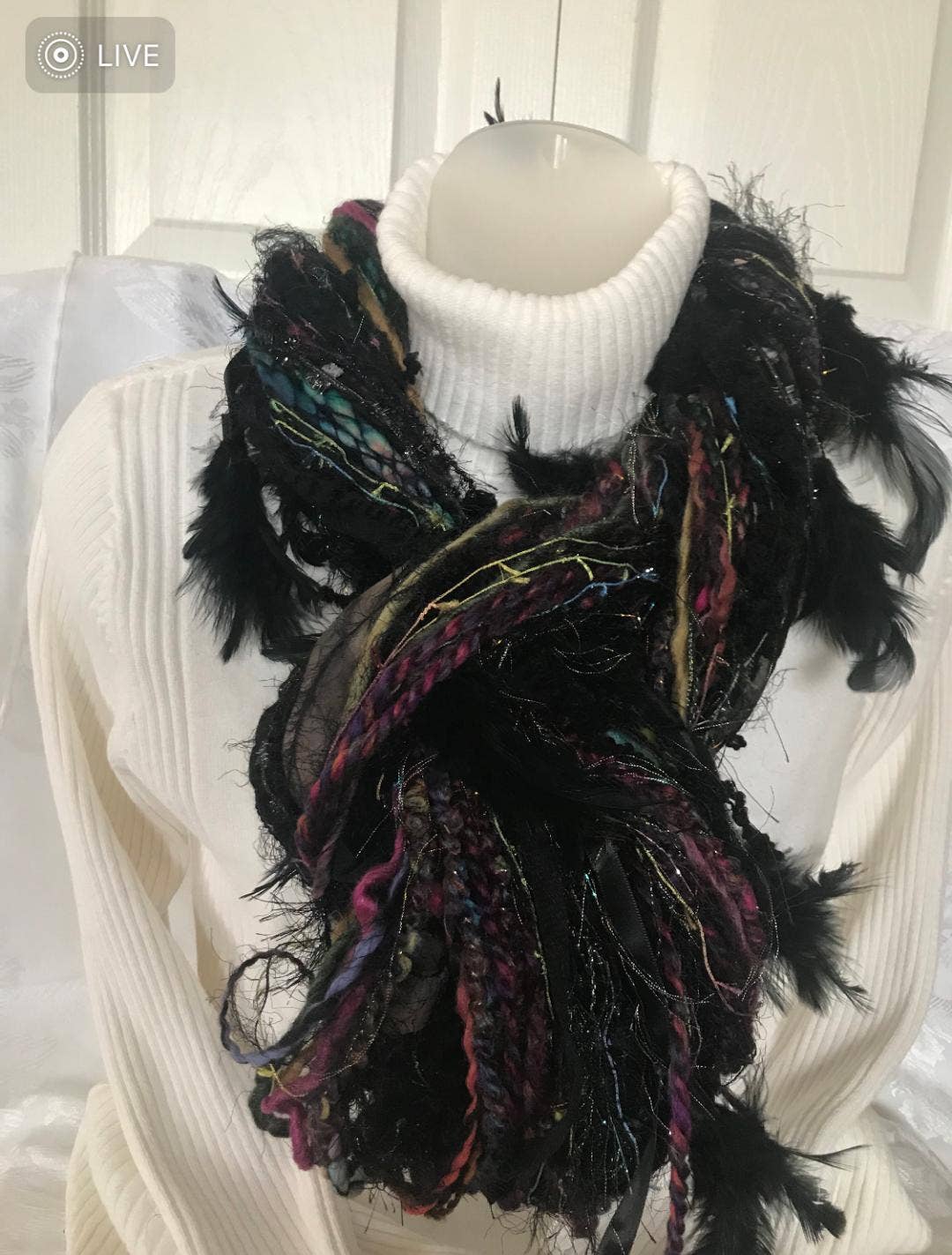 Scarves of Westwood - Wholesale Scarf - Women's - Black Feather Scarf - Artisan Made1