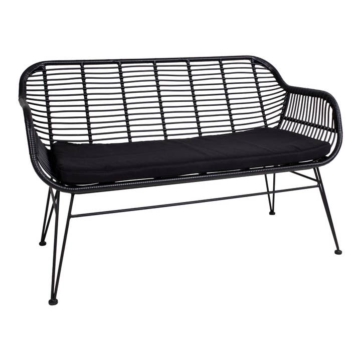 Trieste Sofa - Sofa in black polyrattan with cushion for wholesale on Faire2