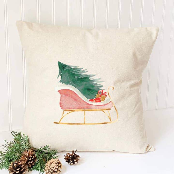 Trenó de Natal - Almofada Quadrada de Natal por atacado de Indigo Tangerine