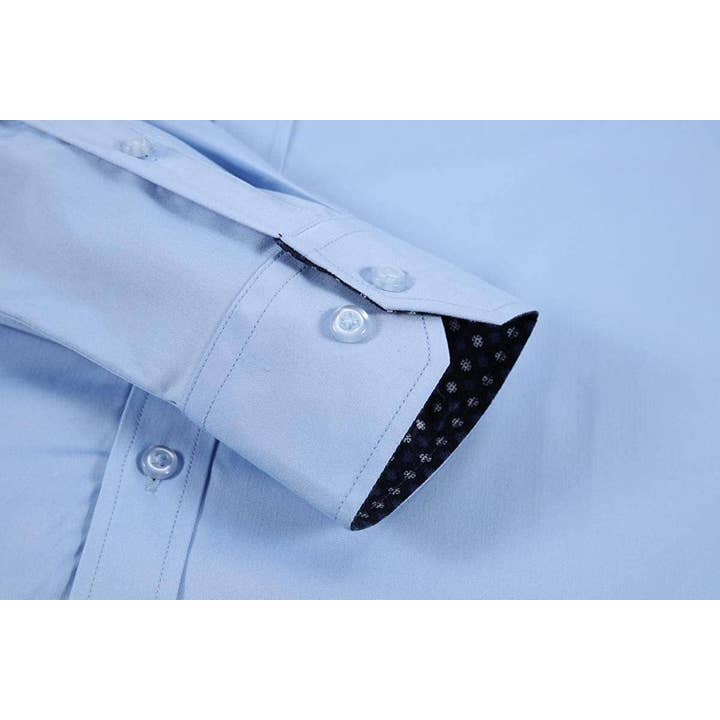Rodeo Clothing – wholesale Buttoned-down shirt – Men's – Mens Dress Shirts Wrinkle Free Regular Long Sleeve Shirts - LIGHT BLUE