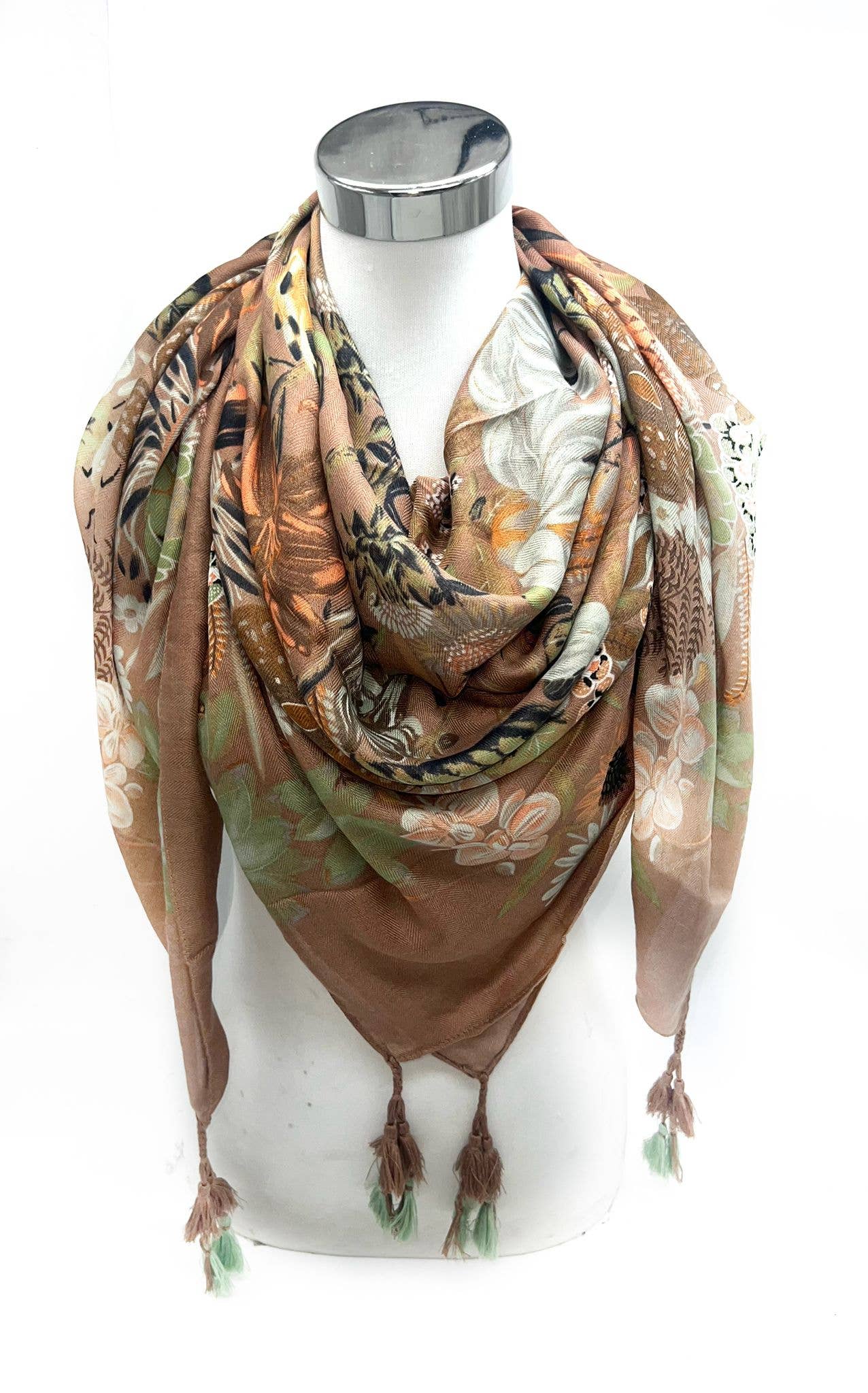 LINETA – Großhandel Schal – Damen – JZ-365-A1 Großes quadratisches Tuch mit Quaste2