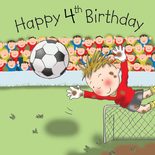 4e verjaardagskaart jongens - Keeper voor wholesale door Twizler Ltd