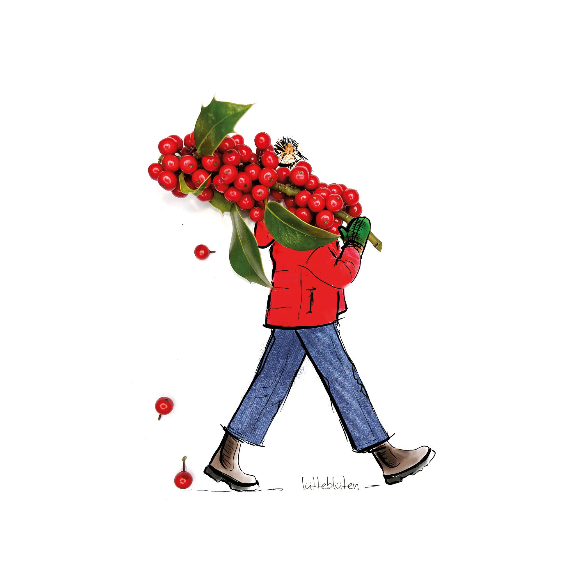 Lütteblüten - Wholesale Christmas Card - Ilex from the garden - card with envelope1