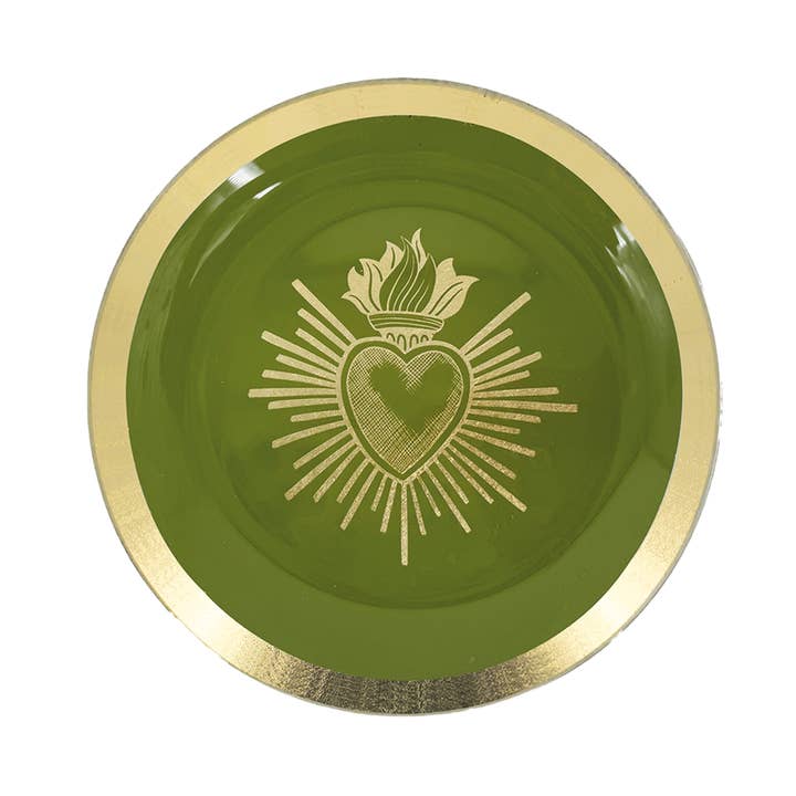 Green glass ex-voto plate pm D15 H1.2cm for wholesale by Opjet Paris