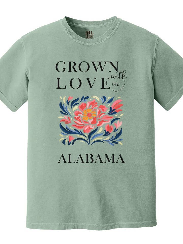 Dyrket med kærlighed i Alabama Grafisk T-shirt for engroshandel hos Soil Comforts