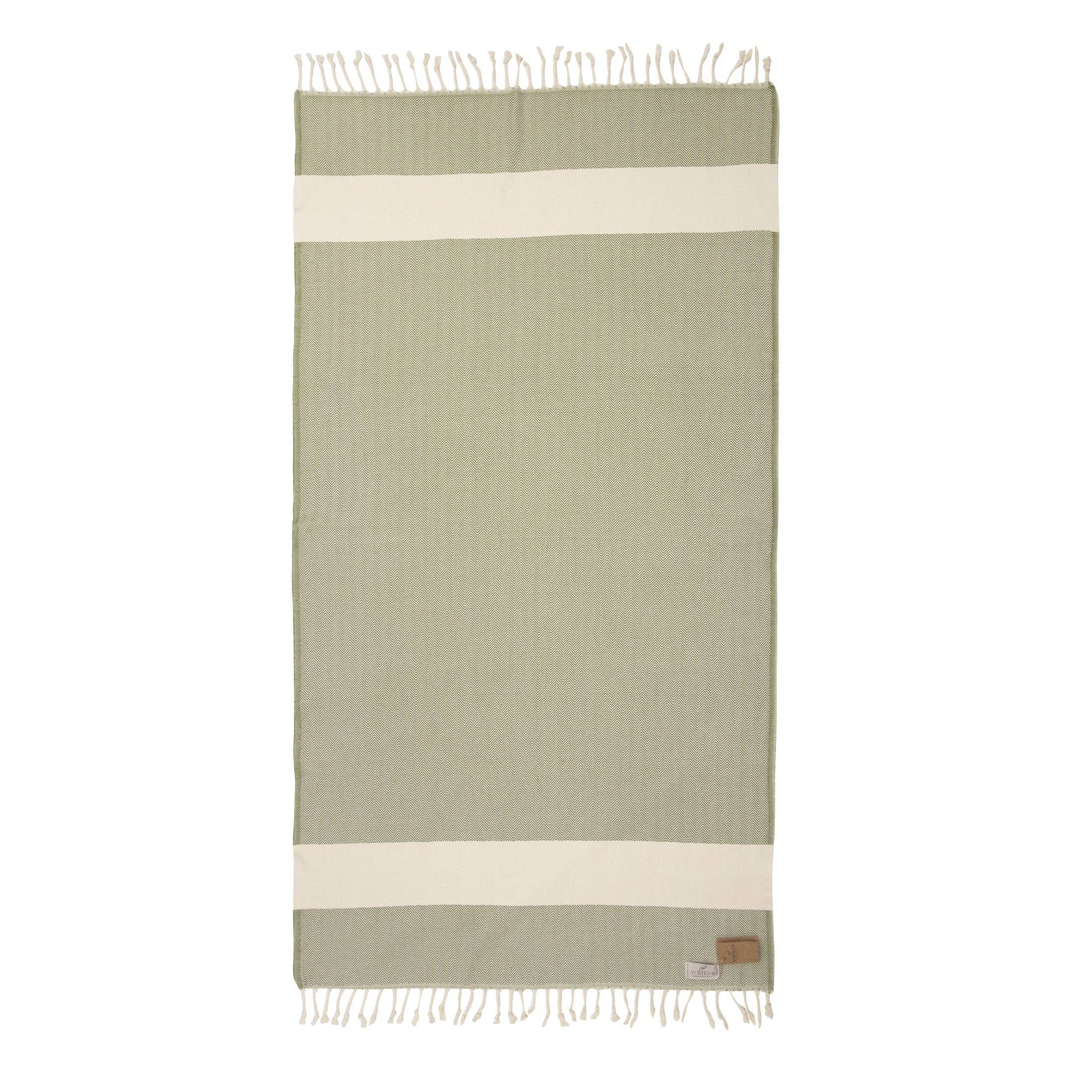 Olijfgroen YURTLU'S TURKISH COTTON Golden Sands Series strandlaken - Olijfgroen | 71 x 37 in 100% katoen voor groothandel op Faire2