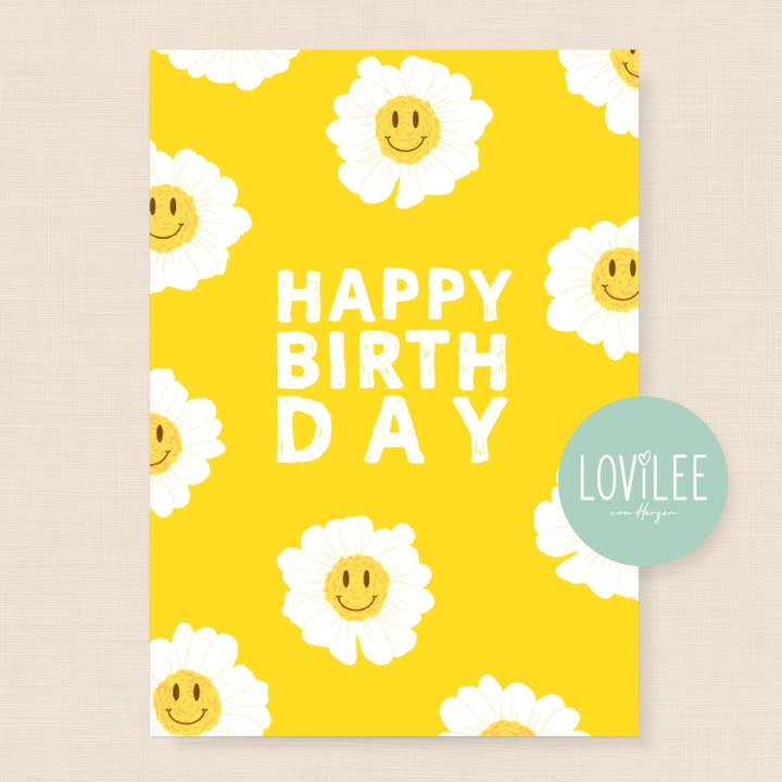 Smiley Flowers | Birthday Card Postcard | No. GP-P-08 for wholesale by LOViLEE