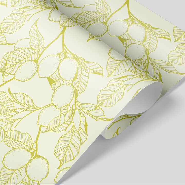 Lemons / Artisanal Wrapping Paper Sheets for wholesale by Brianna Reagan Creates