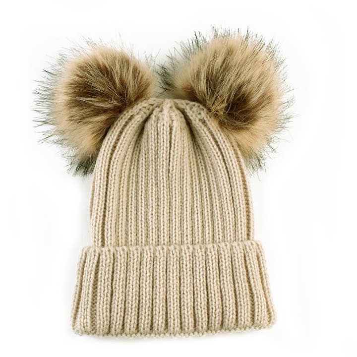 PatPat - Wholesale Mommy & Me Sets - Double Hairball Knitted Beanie Hats for Mommy and Me