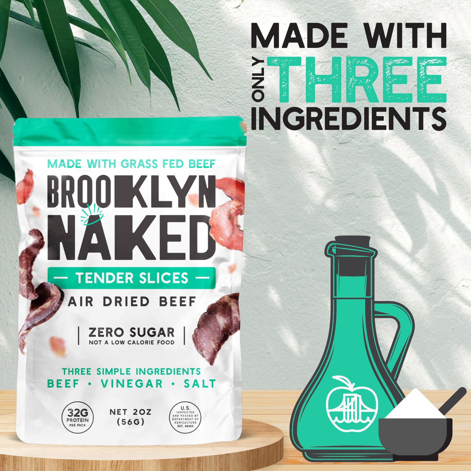 Brooklyn Biltong - Wholesale Jerky - 2oz Grass Fed Biltong Naked Tender Slices Classic 5