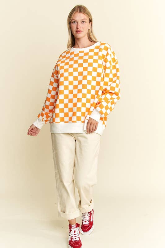 JADE BY JANE - Vendita all'ingrosso Felpa - Donna - FELPA A MANICHE LUNGHE CON STAMPA A QUADRI7