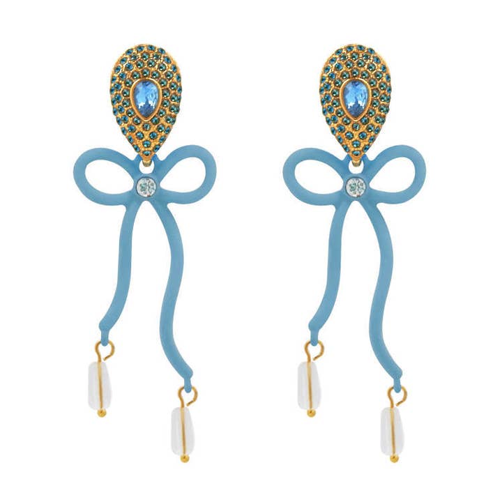 Bows Earrings - Blue for wholesale by QuayL Designs