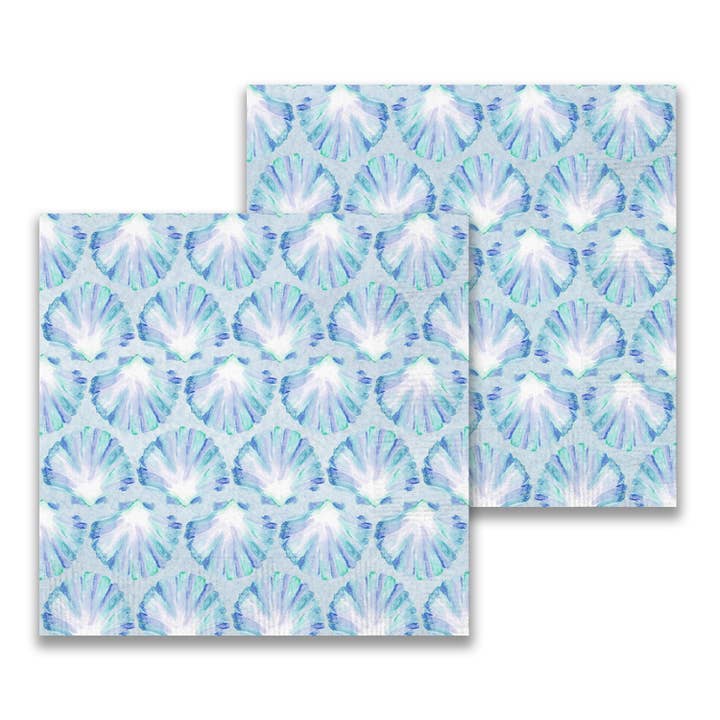 French Graffiti - Wholesale Disposable Napkin - Blue Scallop Shells Cocktail Napkin1