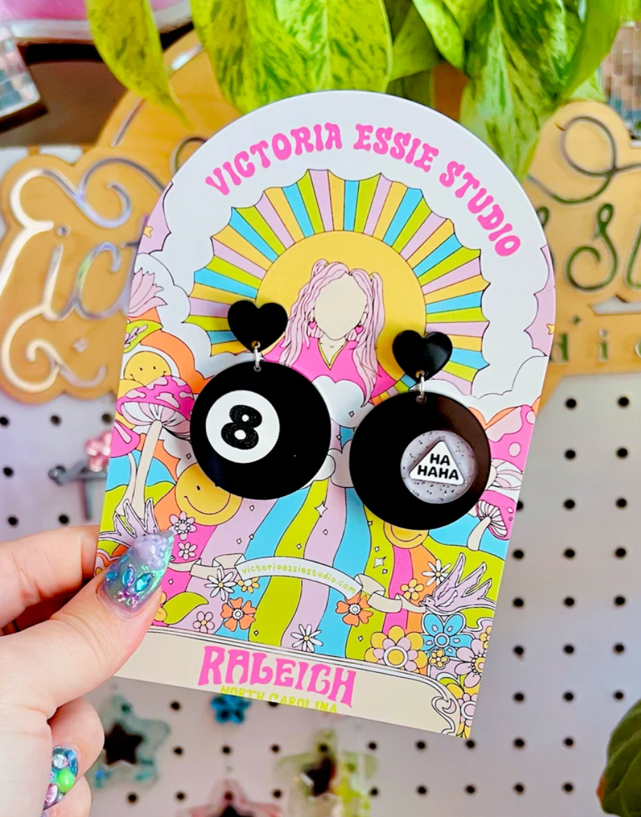 Victoria Essie Studio - Wholesale Dangle Earrings - Magic 8 Ball HAHAHA Earrings0