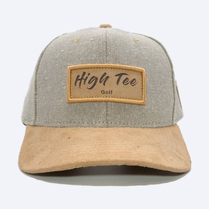 Berretto con visiera curva beige/grigio per la vendita all'ingrosso da parte di High Tee Golf